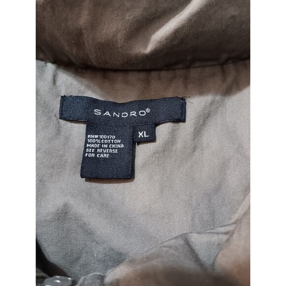 SANDRO Lightweight Jacket XL Khaki Green Zip Tie Waist Roll Tab Casual Outdoors - Picture 7 of 10
